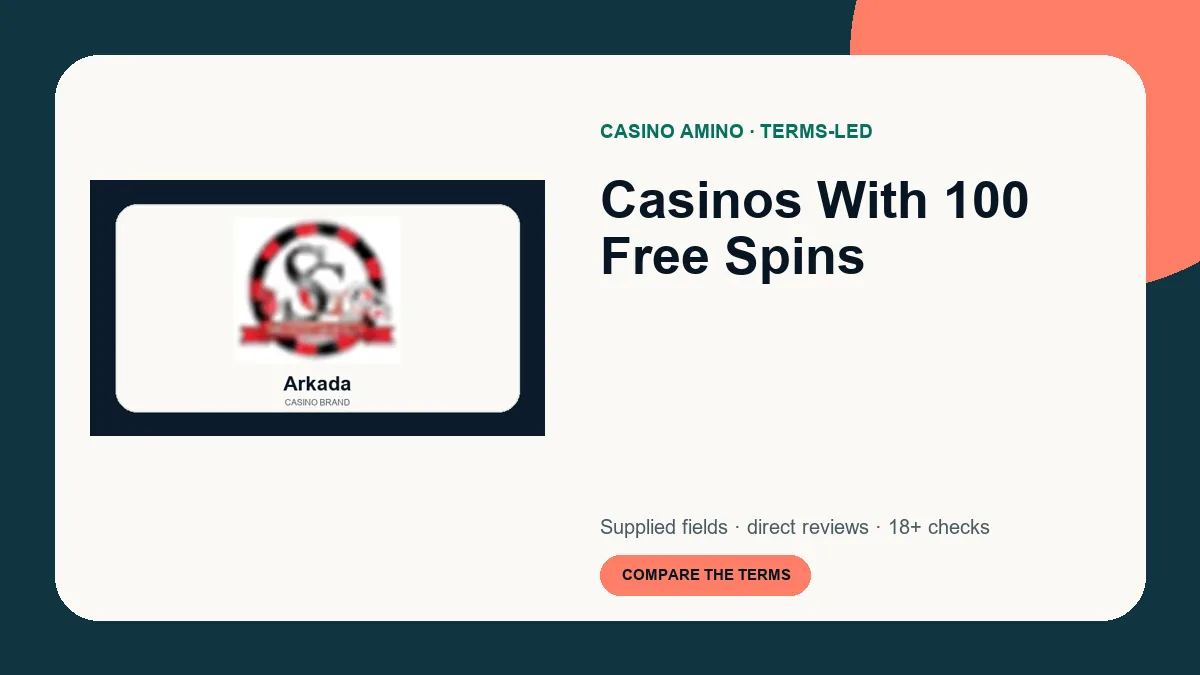 Casinos With 100 Free Spins comparison cover featuring real casino brand artwork
