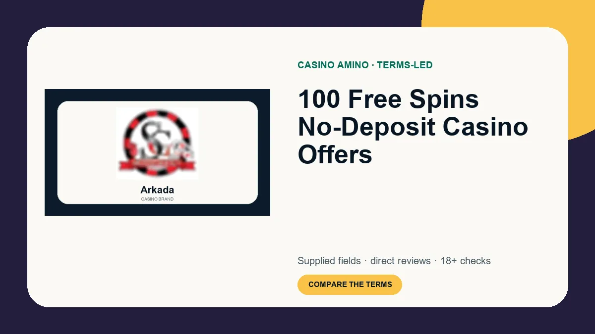 100 Free Spins No-Deposit Casino Offers comparison cover featuring real casino brand artwork