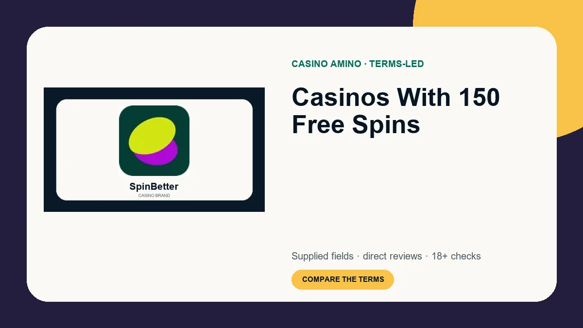 Casinos With 150 Free Spins comparison cover featuring real casino brand artwork