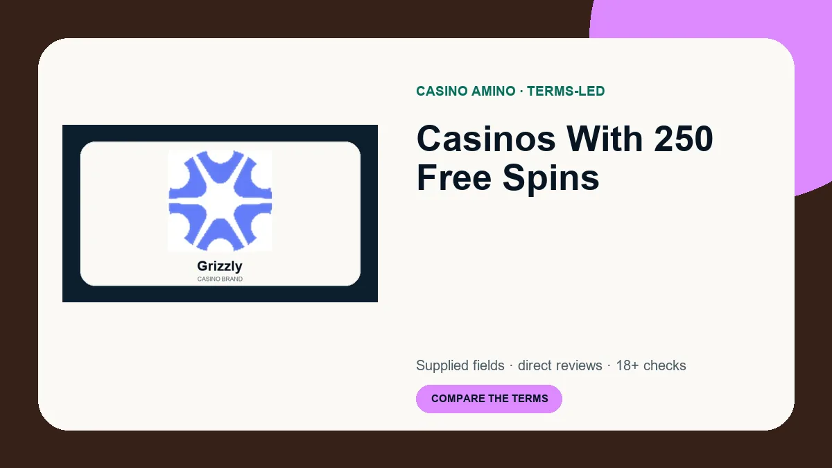 Casinos With 250 Free Spins comparison cover featuring real casino brand artwork