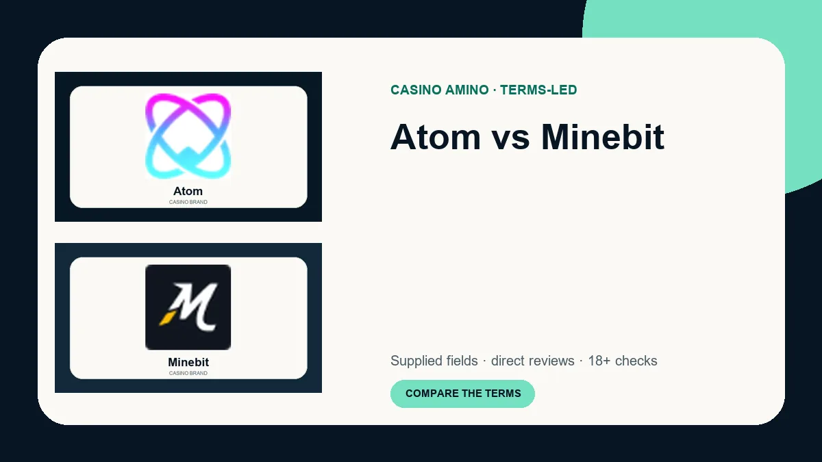 Atom vs Minebit comparison cover featuring real casino brand artwork