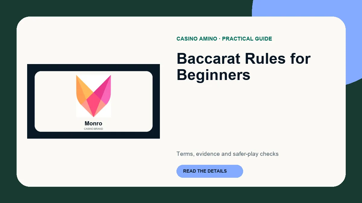 Baccarat Rules for Beginners editorial cover featuring Monro casino brand artwork