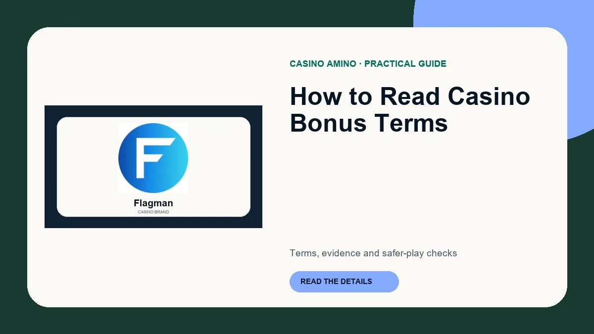How to Read Casino Bonus Terms editorial cover featuring Flagman casino brand artwork
