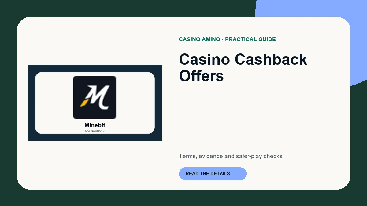 Casino Cashback Offers editorial cover featuring Minebit casino brand artwork