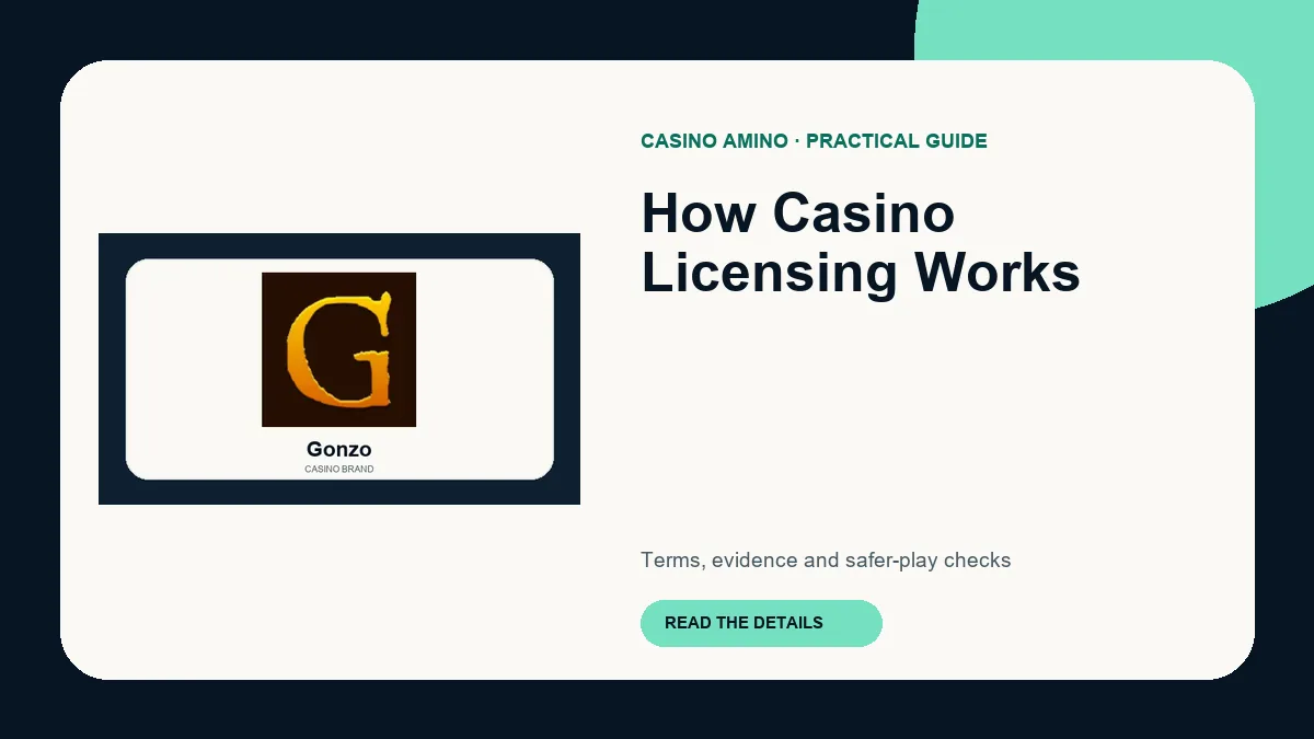 How Casino Licensing Works editorial cover featuring Gonzo casino brand artwork