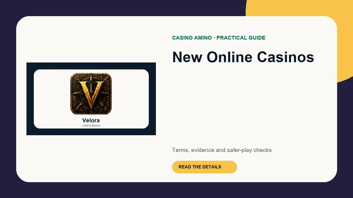 New Online Casinos editorial cover featuring Velora casino brand artwork