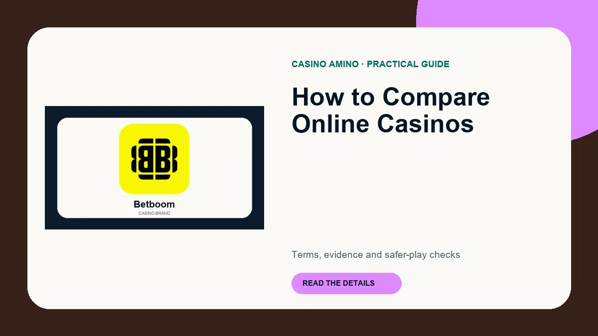 How to Compare Online Casinos editorial cover featuring Betboom casino brand artwork