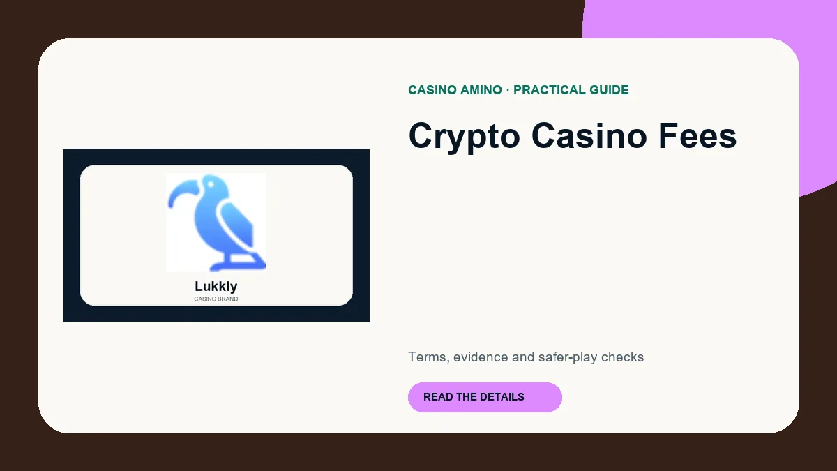 Crypto Casino Fees editorial cover featuring Lukkly casino brand artwork