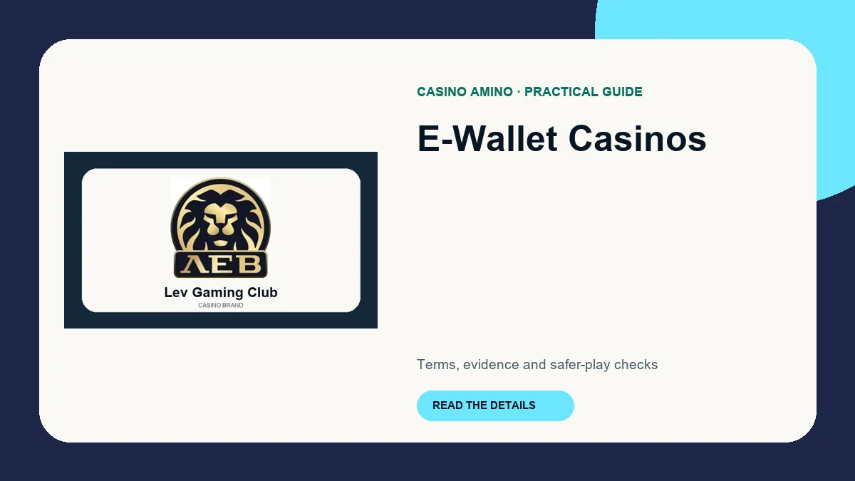E-Wallet Casinos editorial cover featuring Lev Gaming Club casino brand artwork