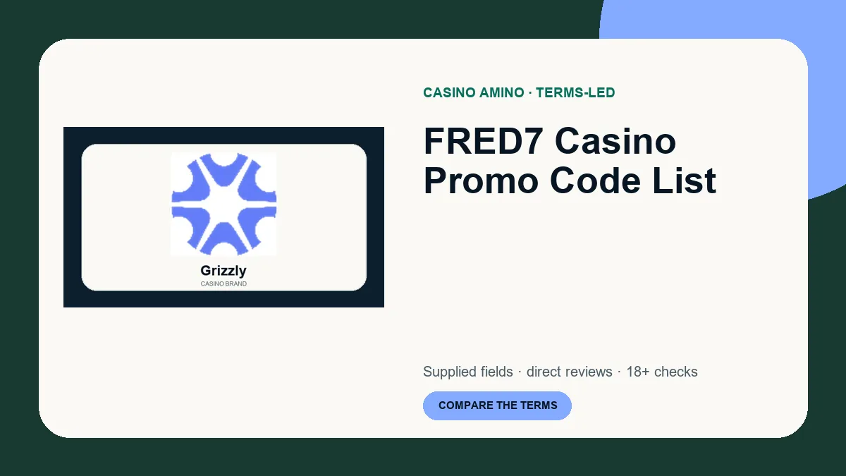 FRED7 Casino Promo Code List comparison cover featuring real casino brand artwork