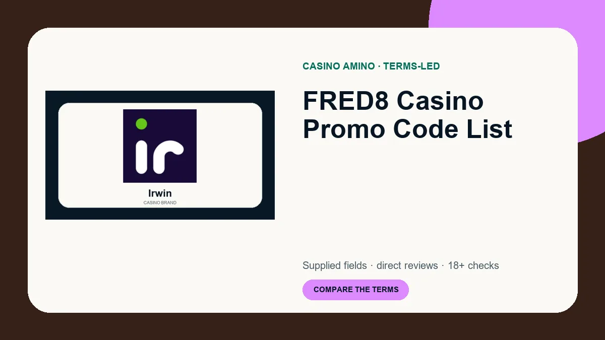 FRED8 Casino Promo Code List comparison cover featuring real casino brand artwork