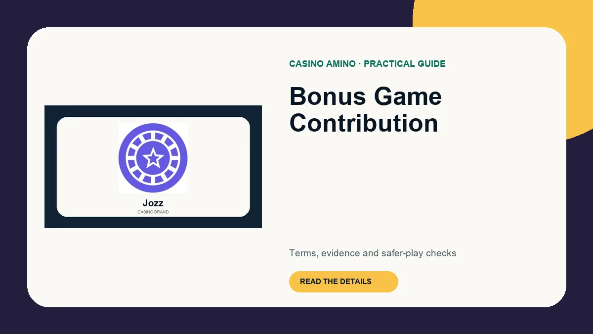 Bonus Game Contribution editorial cover featuring Jozz casino brand artwork