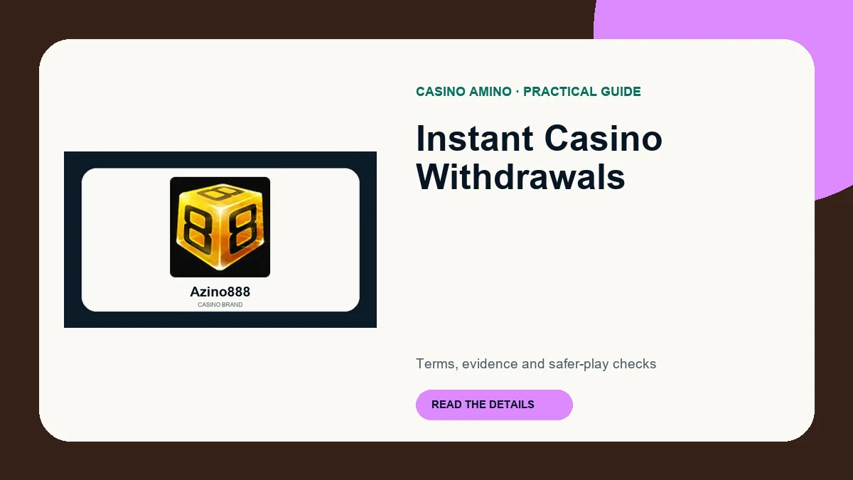 Instant Casino Withdrawals editorial cover featuring Azino888 casino brand artwork