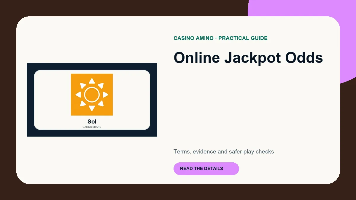 Online Jackpot Odds editorial cover featuring Sol casino brand artwork