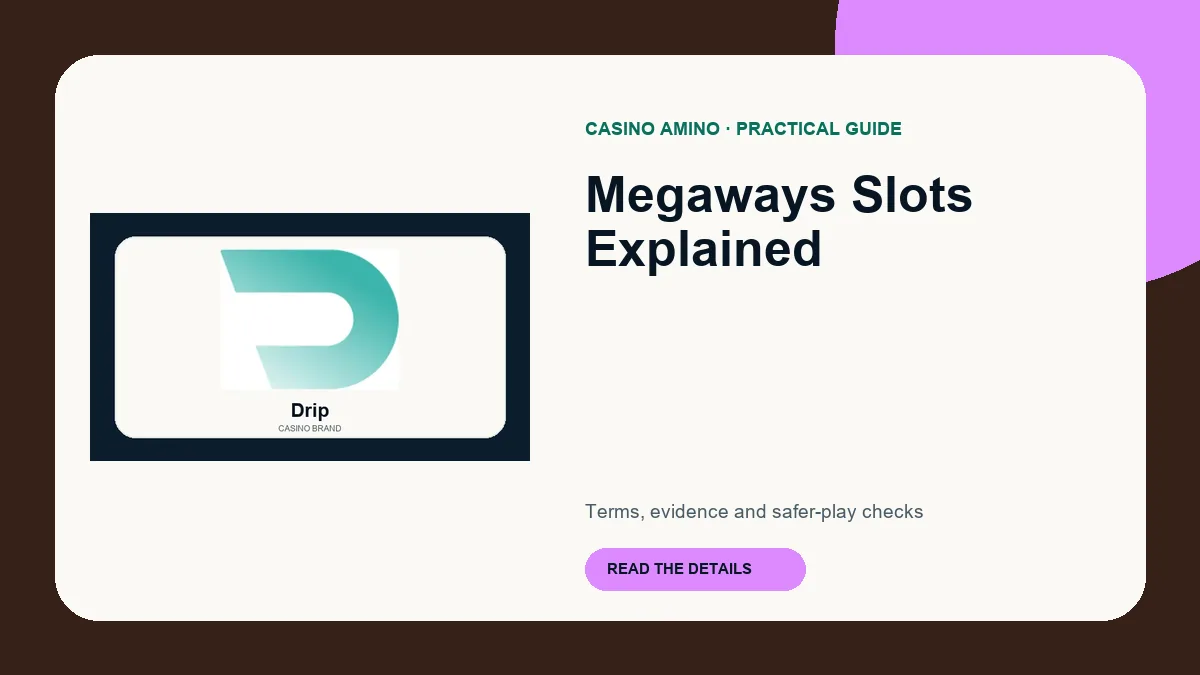 Megaways Slots Explained editorial cover featuring Drip casino brand artwork
