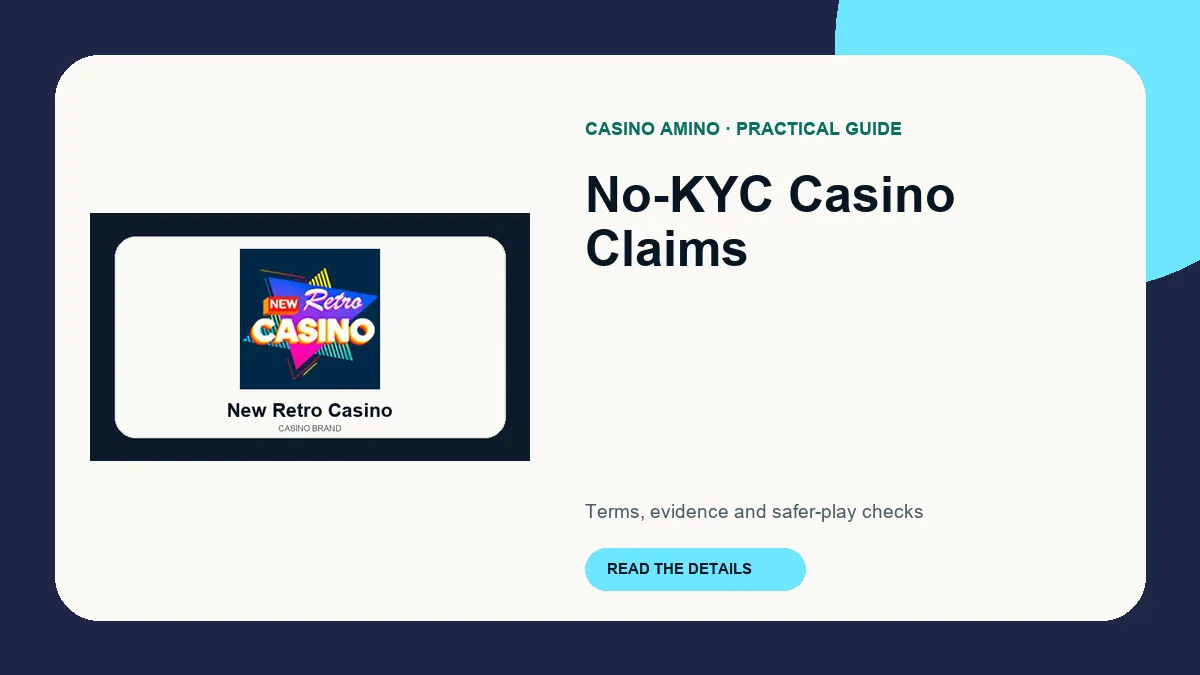 No-KYC Casino Claims editorial cover featuring New Retro Casino casino brand artwork
