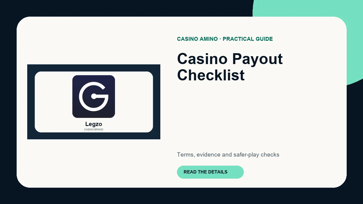 Casino Payout Checklist editorial cover featuring Legzo casino brand artwork