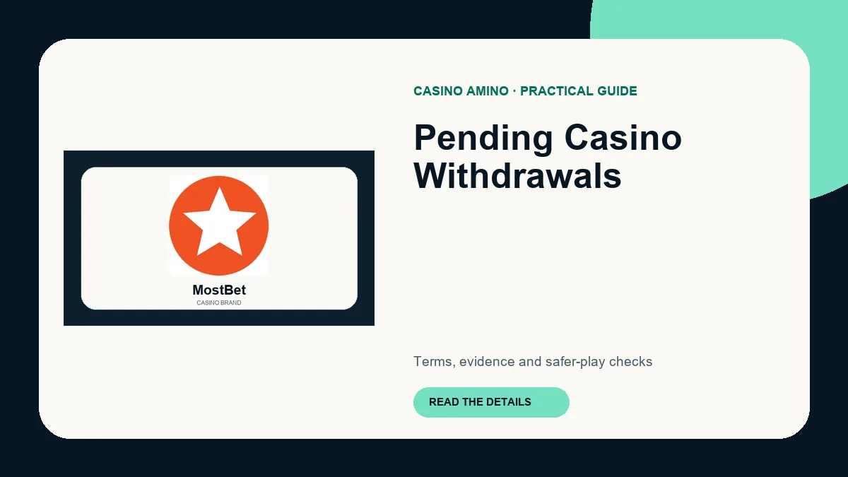 Pending Casino Withdrawals editorial cover featuring MostBet casino brand artwork