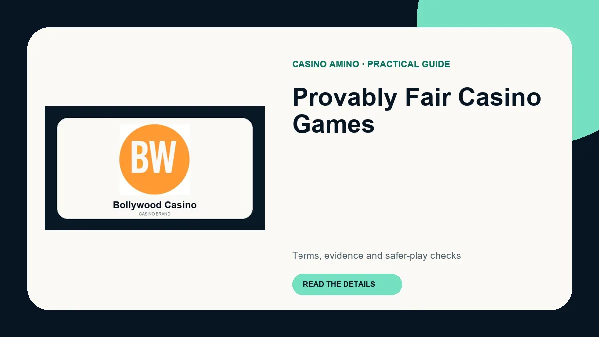 Provably Fair Casino Games editorial cover featuring Bollywood Casino casino brand artwork