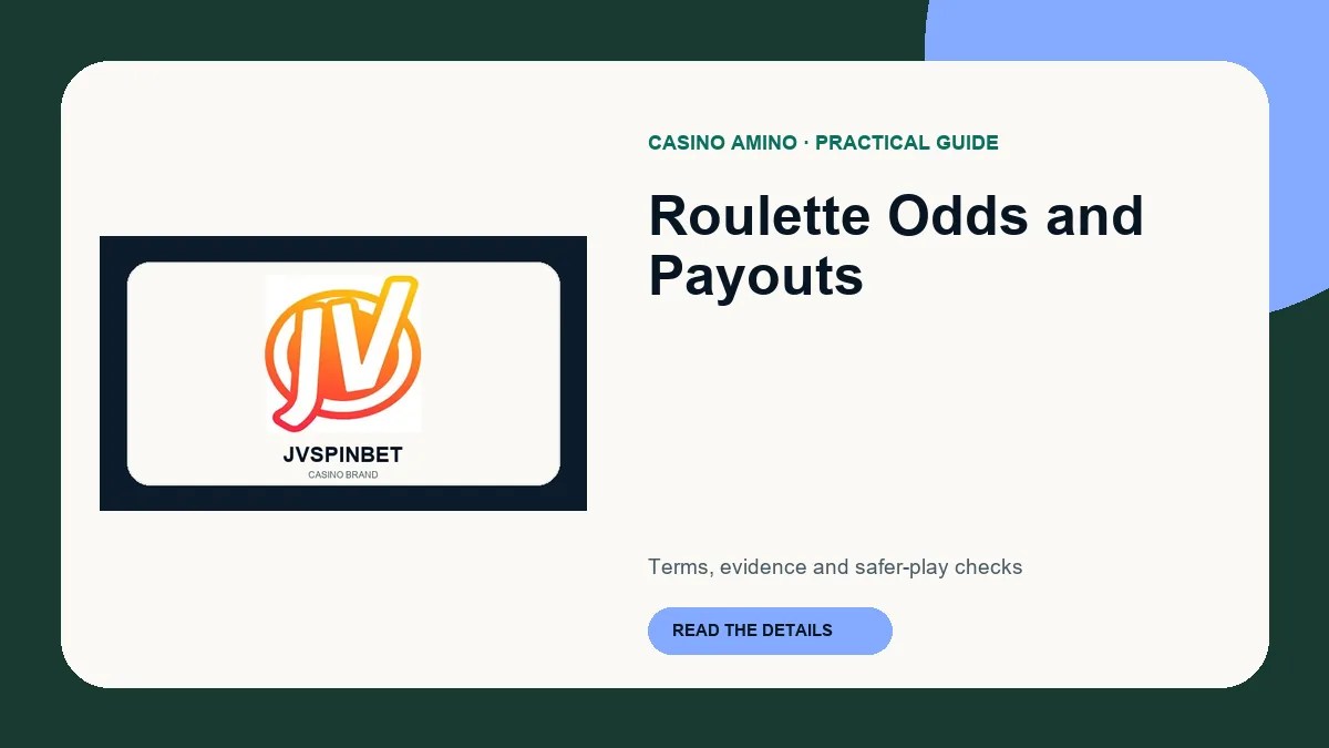 Roulette Odds and Payouts editorial cover featuring JVSPINBET casino brand artwork
