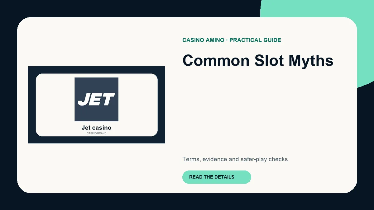 Common Slot Myths editorial cover featuring Jet casino casino brand artwork