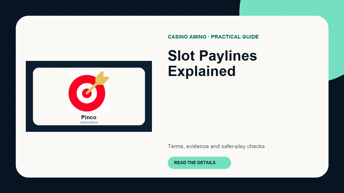 Slot Paylines Explained editorial cover featuring Pinco casino brand artwork