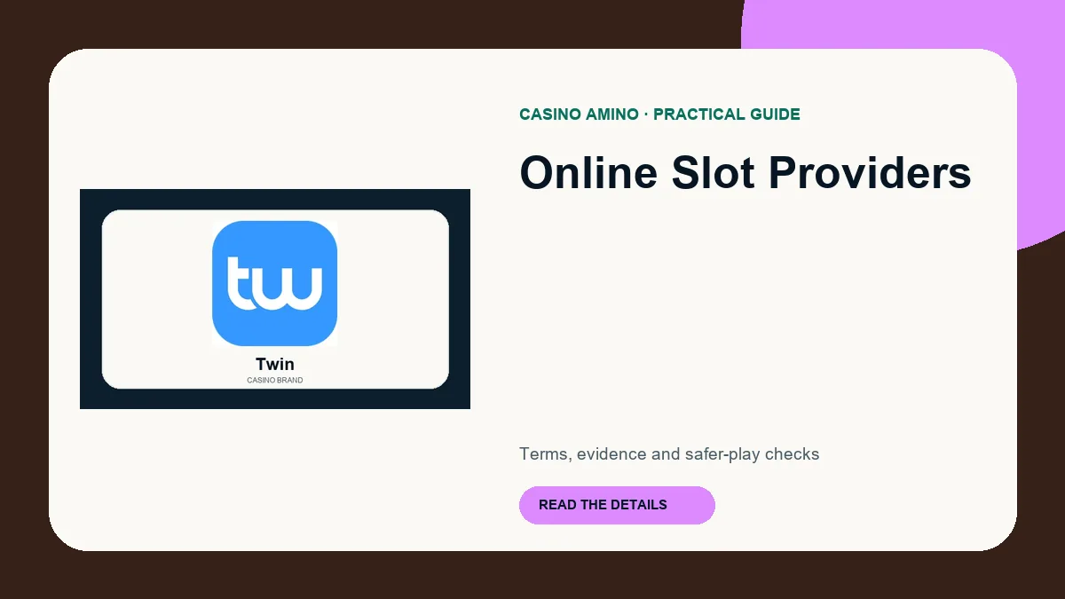 Online Slot Providers editorial cover featuring Twin casino brand artwork