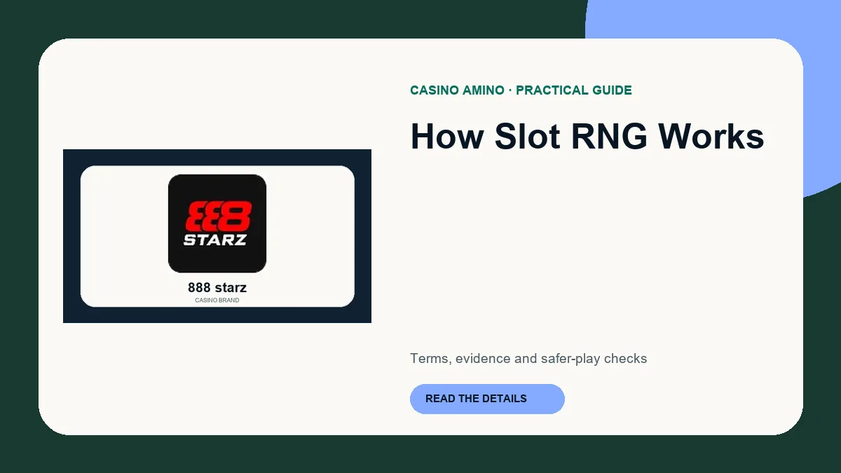How Slot RNG Works editorial cover featuring 888 starz casino brand artwork