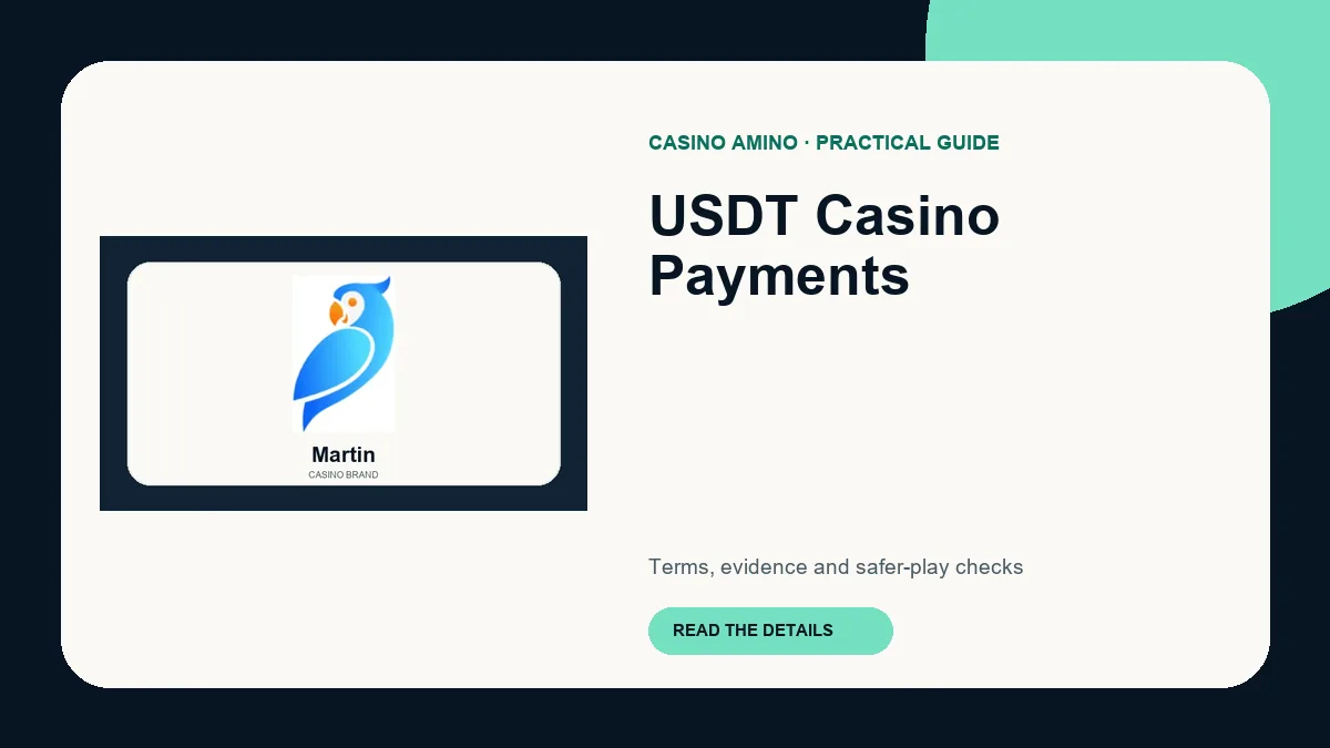 USDT Casino Payments editorial cover featuring Martin casino brand artwork