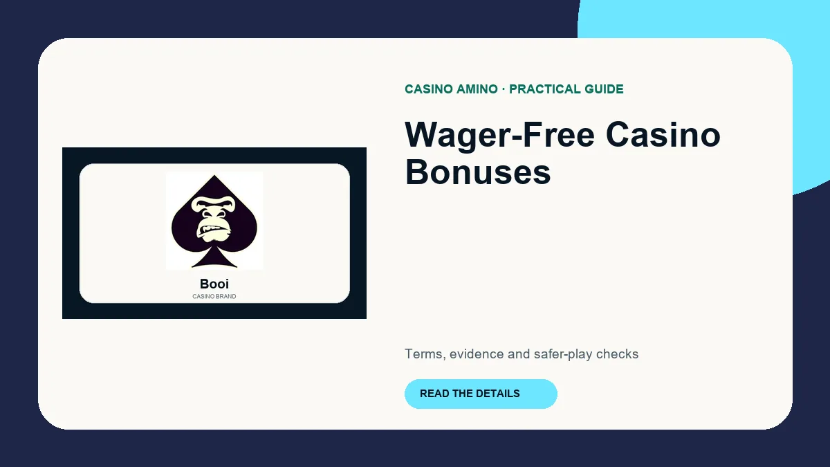 Wager-Free Casino Bonuses editorial cover featuring Booi casino brand artwork