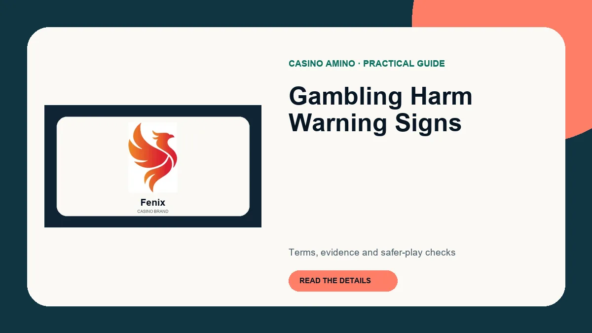 Gambling Harm Warning Signs editorial cover featuring Fenix casino brand artwork